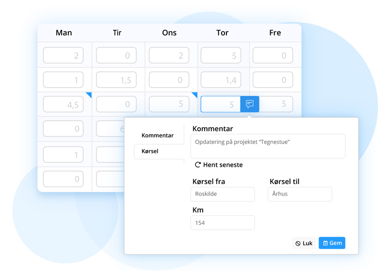 Tidsregistrering Timeseddel-funktioner i Eazyproject.